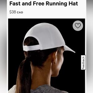 Lululemon Fast and Free Black Running Cap Reflective Brim Adjustable Strap Hat